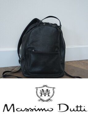 Massimo Dutti Backpack Black Leather